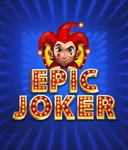 Experience the colorful world of Epic Joker slot by Relax Gaming, featuring a playful joker with a flaming hairstyle against a sparkling blue background. This image depicts the fun and excitement of classic slots, great for fans of classic casino aesthetics, offering a captivating gaming experience.