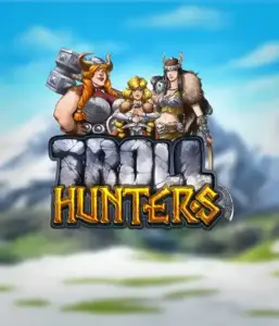 Step into the world of "Troll Hunters," where fierce Viking warriors prepare to confront their foes. The logo displays a male and female Viking, armed and ready, with a chilly landscape. They exude strength and courage, symbolizing the essence of the game's adventurous theme.